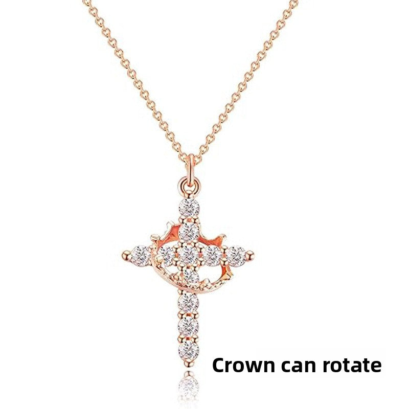 Rotating Crown Pendant Necklace – product view 10