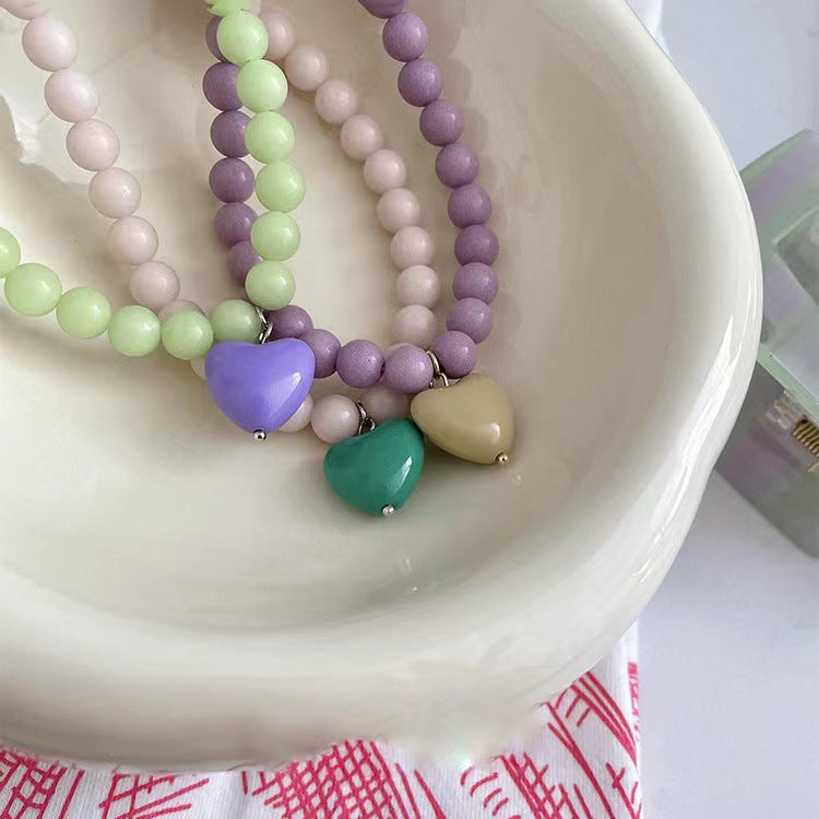 Adjustable Heart Bead Necklace – product view 2