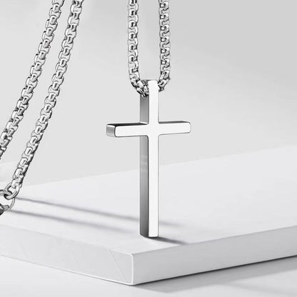 Classic Titanium Steel Cross Necklace – product view 2