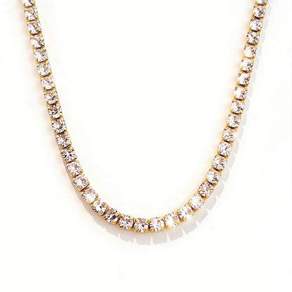 Stainless Steel Rhinestone Tennis Chain Necklace – product view 5