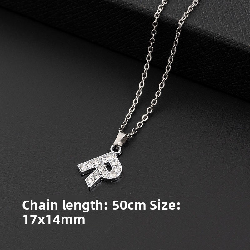 Stainless Steel Letter Necklace with Crystal Pendant – product view 23