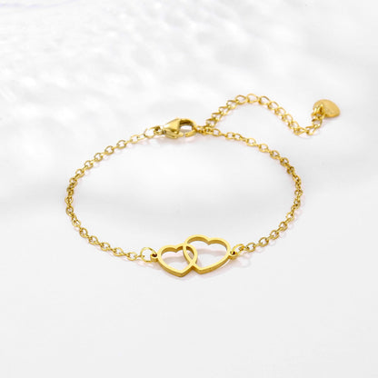 Double Heart Stainless Steel Bracelet – product view 2