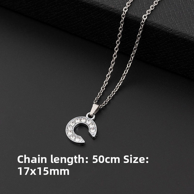 Crystal-Accent Initial Pendant Necklace – product view 8