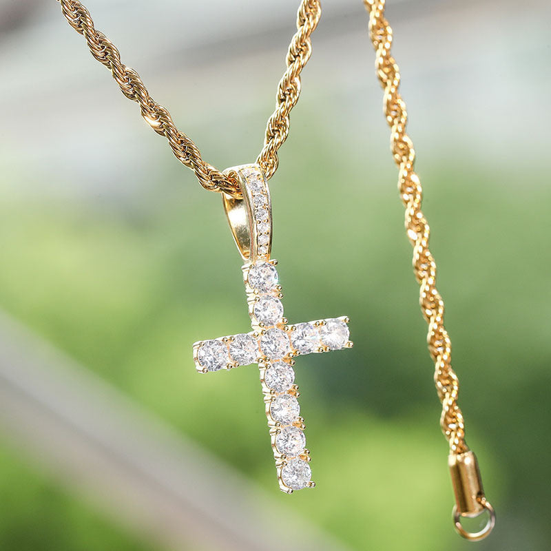 Men's Crystal Cross Pendant Necklace – product view 12