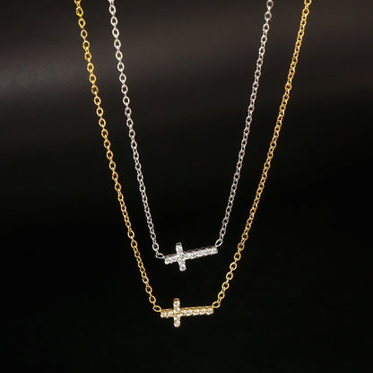 Mini Cross Crystal Necklace – product view 2