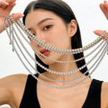 Stainless Steel Rhinestone Tennis Chain Necklace
