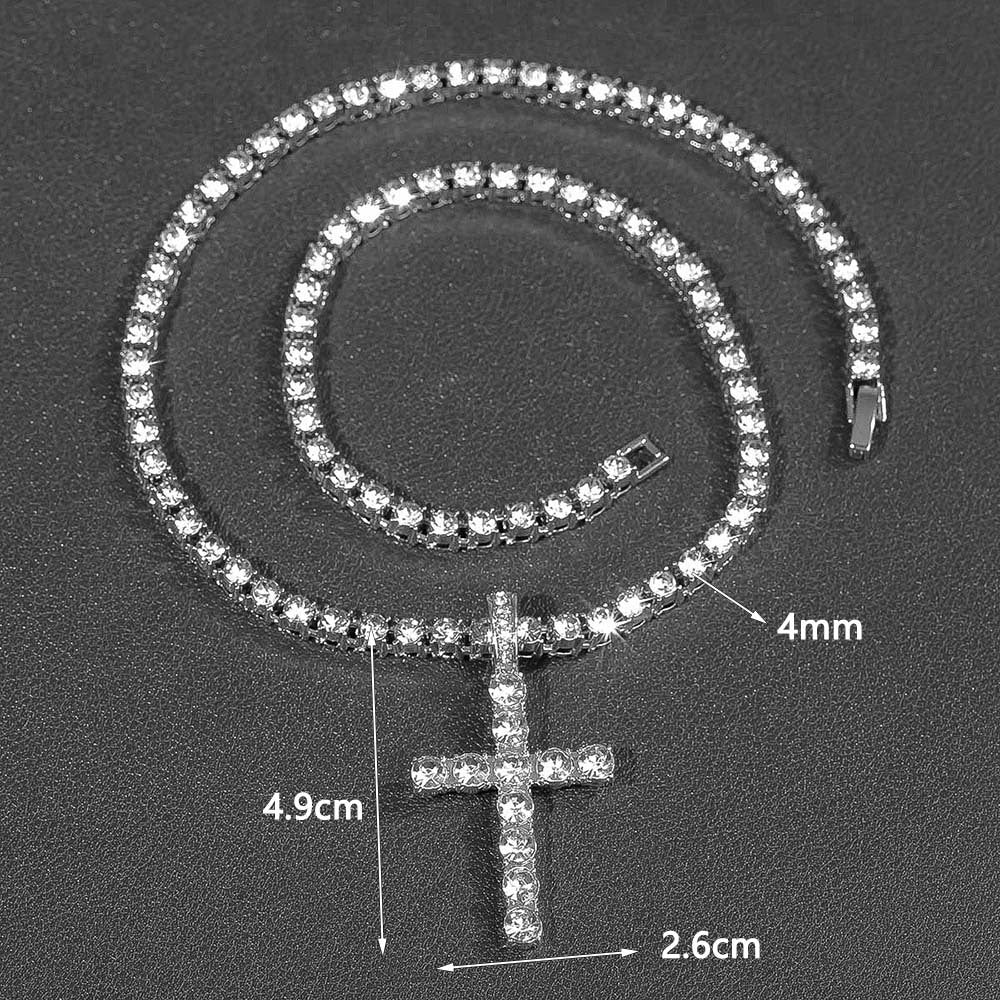 Unisex Rhinestone Cross Pendant Necklace – product view 3