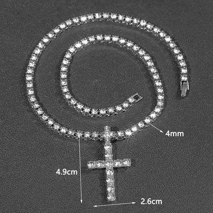 Unisex Rhinestone Cross Pendant Necklace – product view 3