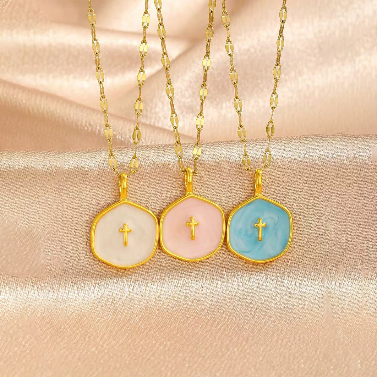 Octagonal Cross Pendant Necklace – product view 1