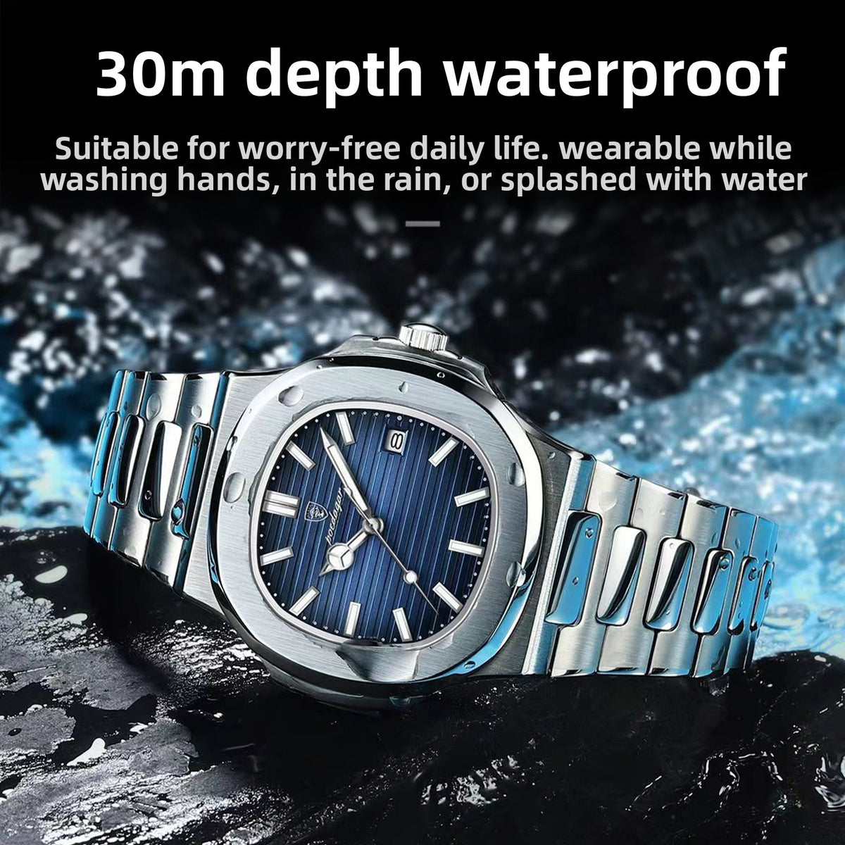 50m Waterproof Luminous Quartz Watch – Stainless Steel