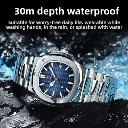 50m Waterproof Luminous Quartz Watch – Stainless Steel