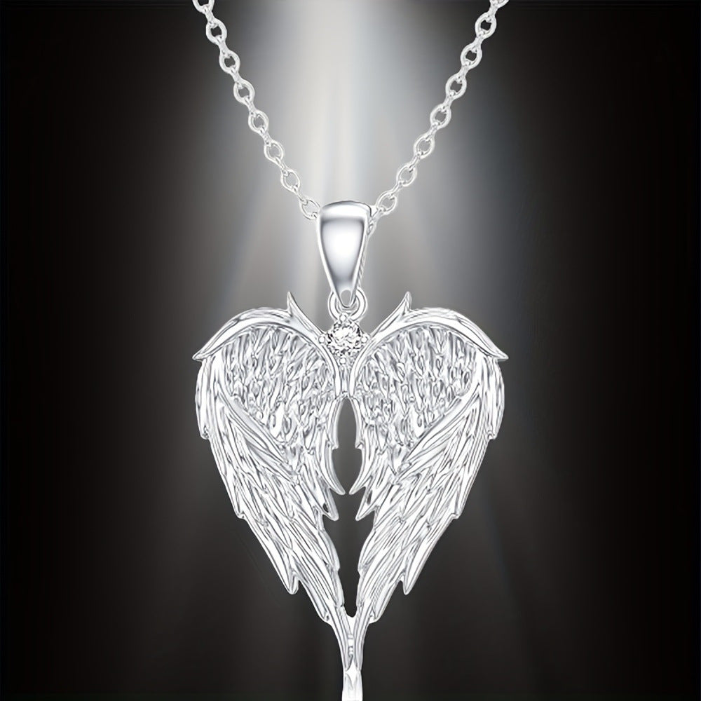 Angel Wing Heart Shape Necklace and Earrings Set – product view 3