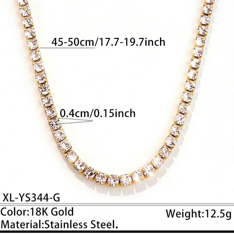 Stainless Steel Rhinestone Tennis Chain Necklace – product view 11
