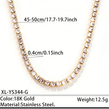Stainless Steel Rhinestone Tennis Chain Necklace – product view 11
