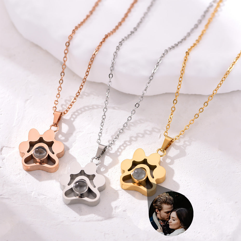 Stainless Steel Cute Pet Projection Necklace – product view 1