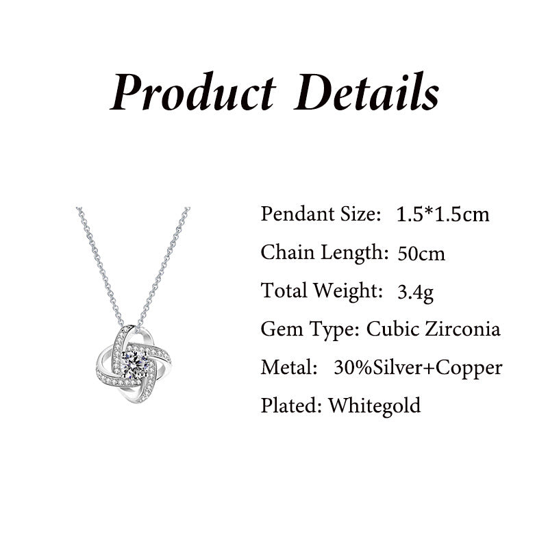 Rotating Four-leaf Clover Crystal Necklace – product view 5