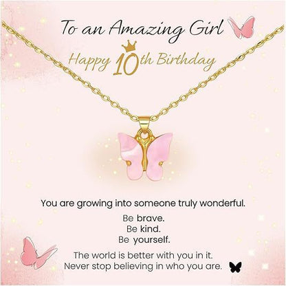 Pink Butterfly Stainless Steel Necklace – product view 20