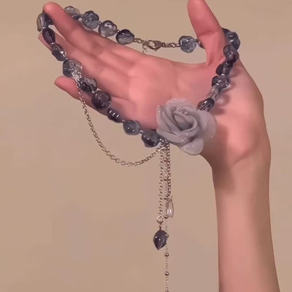 Crystal Water-drop Pendant with Collar Chain – product view 14