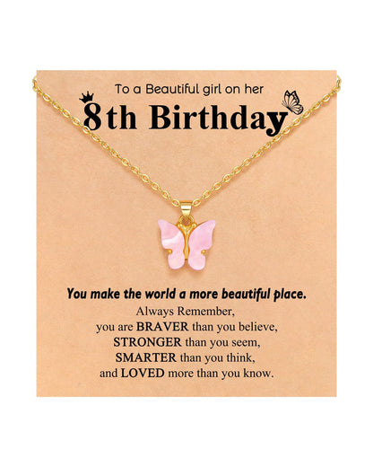 Pink Butterfly Stainless Steel Necklace – product view 8