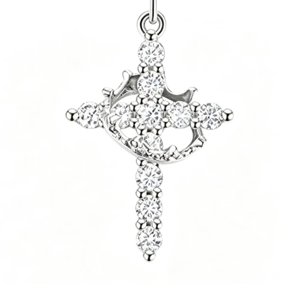 Women's Rotating Cross Crown Pendant Necklace – product view 13