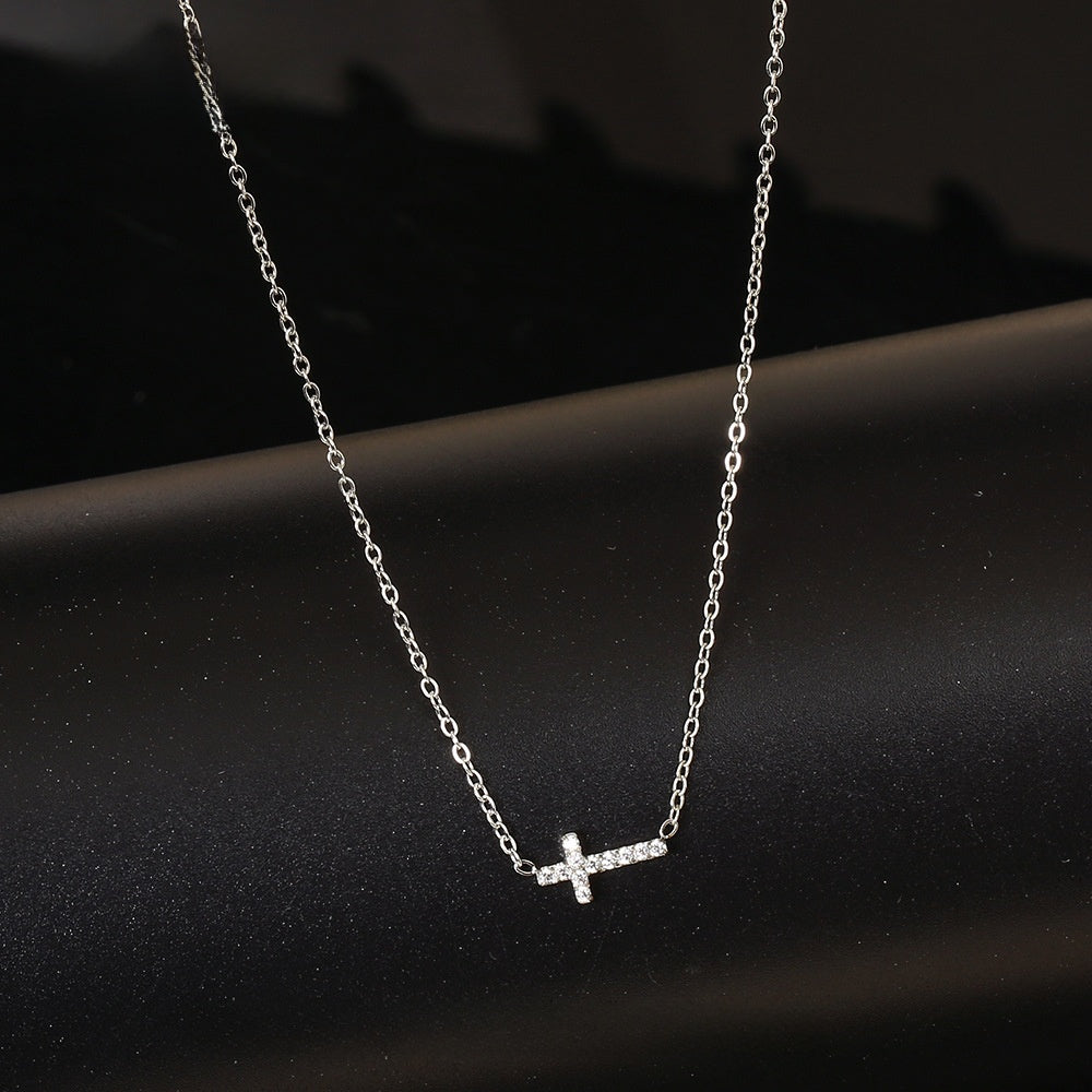 Mini Cross Crystal Necklace – product view 5