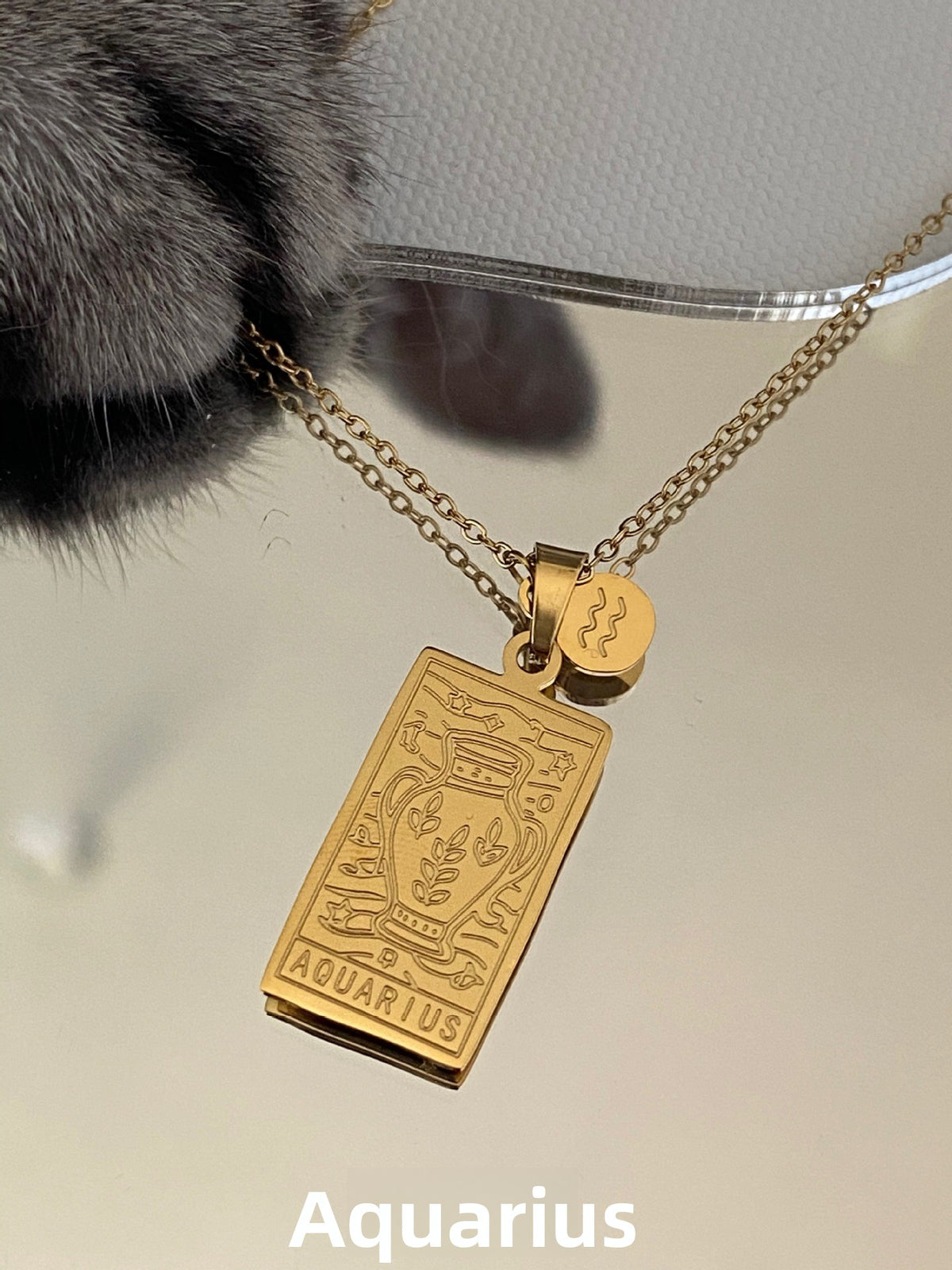 Zodiac Titanium Steel Clavicle Necklace – product view 6