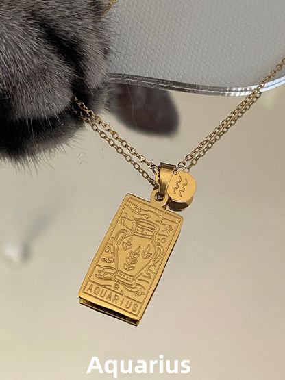Zodiac Titanium Steel Clavicle Necklace – product view 6