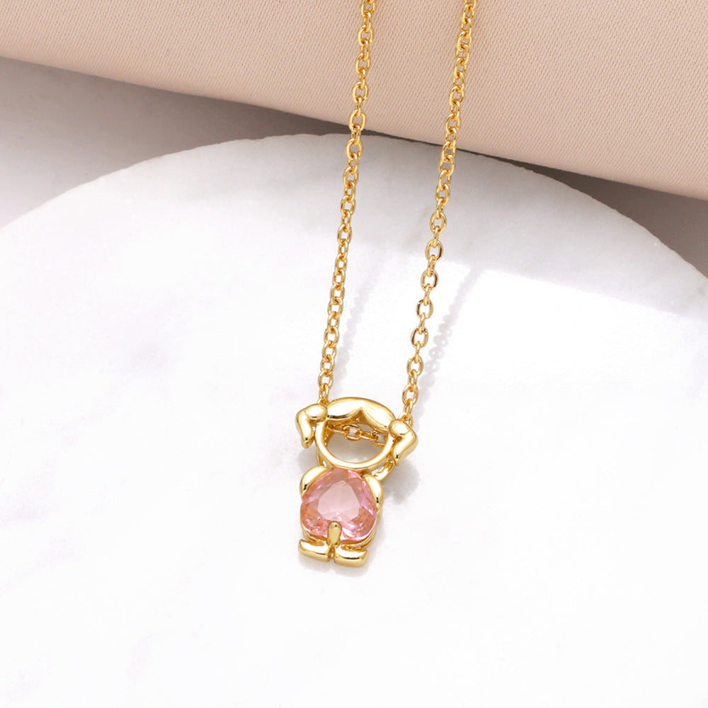 Hanging Pendant Necklace with Hearts – product view 5