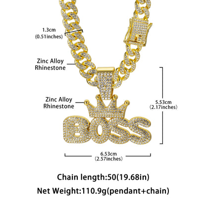Crown Pendant Cuban Chain Necklace – product view 2