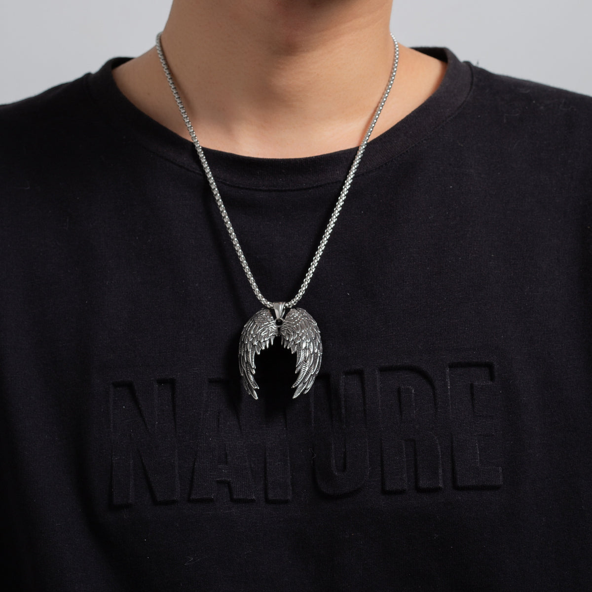 Angel Wings Pendant Necklace Titanium Steel – product view 5