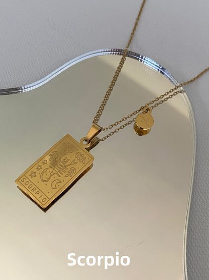 Zodiac Titanium Steel Clavicle Necklace – product view 15