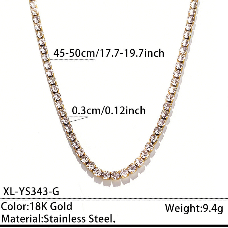 Stainless Steel Rhinestone Tennis Chain Necklace – product view 9