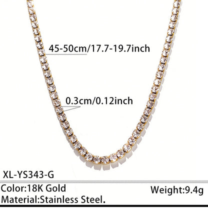 Stainless Steel Rhinestone Tennis Chain Necklace – product view 9