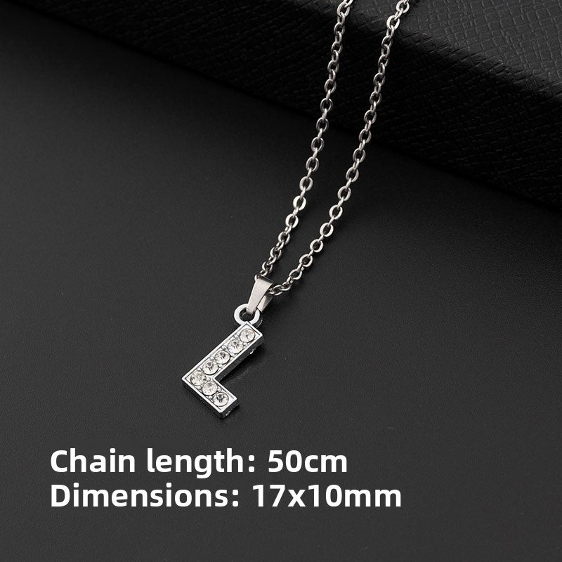 Stainless Steel Letter Necklace with Crystal Pendant – product view 17