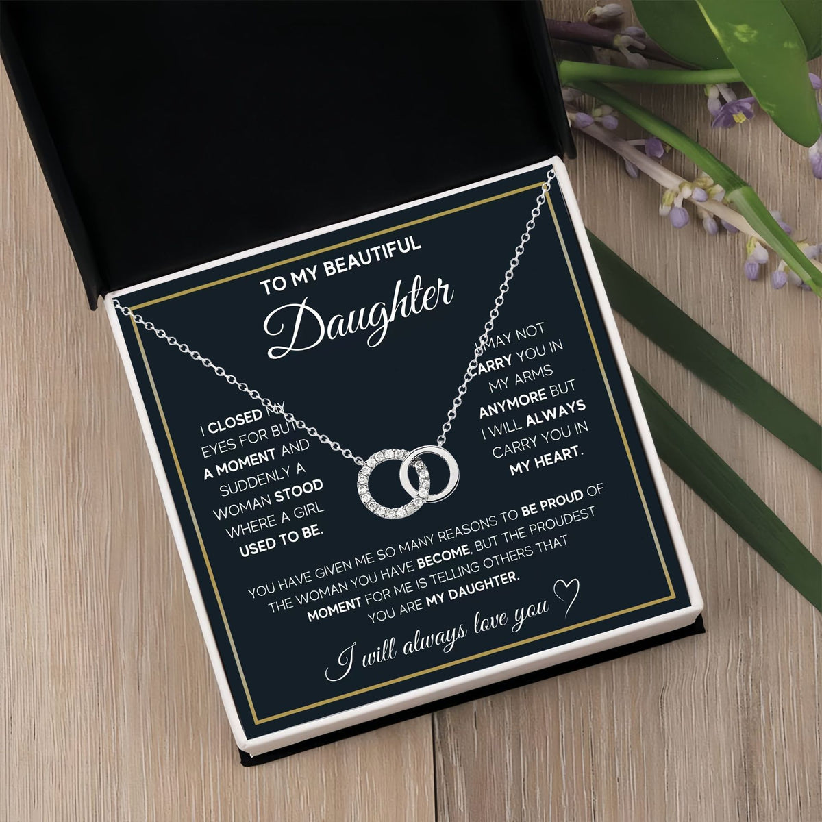 Double Ring Interlocking Pendant Necklace – product view 8