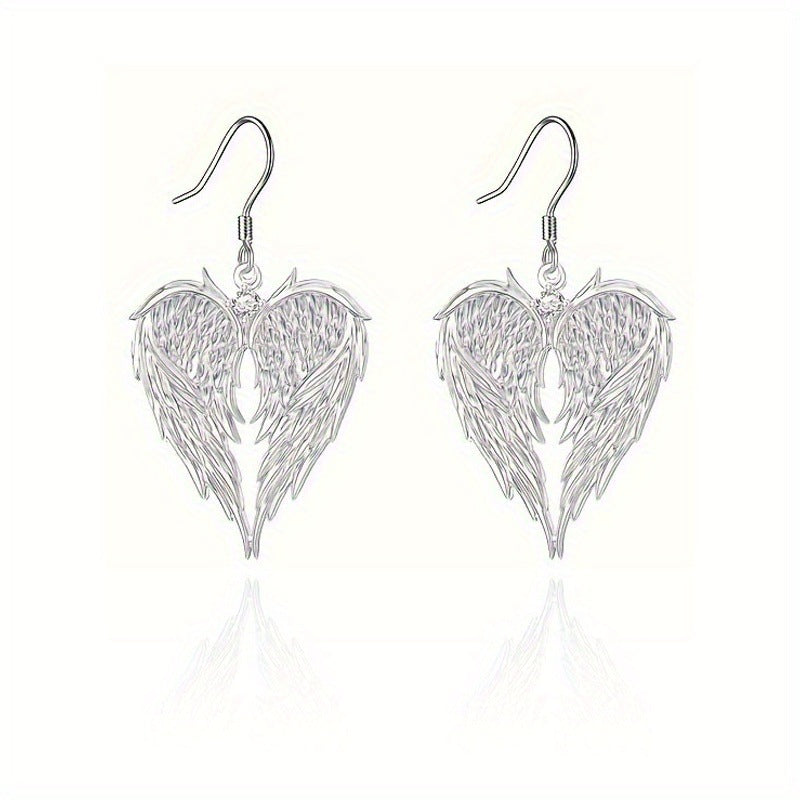 Angel Wing Heart Shape Necklace and Earrings Set – product view 5
