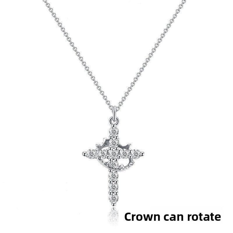 Rotating Crown Pendant Necklace – product view 9