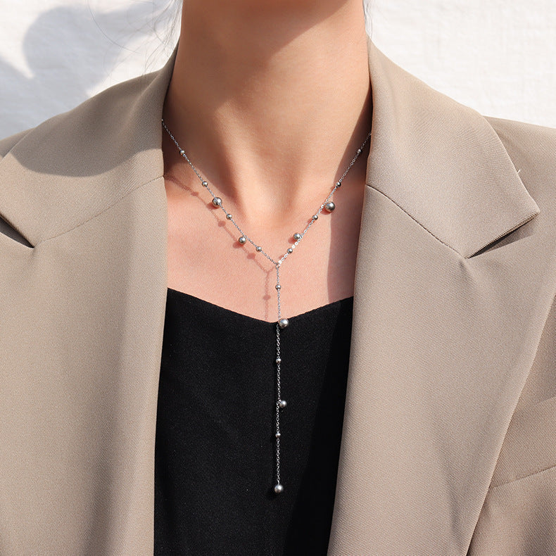 Minimalist Titanium Steel Clavicle Necklace – product view 8