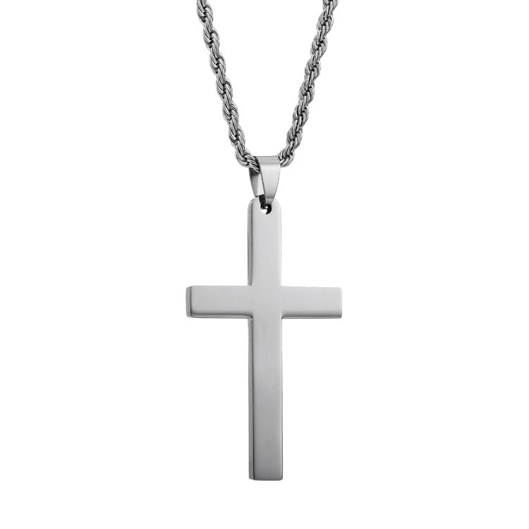 Stainless Steel Cross Pendant Necklace – product view 3