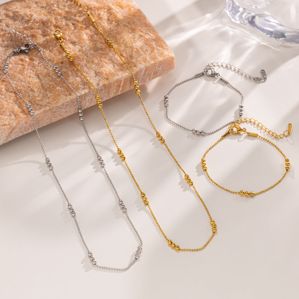 Geometric Titanium Steel Necklace and Bracelet Set – product view 1