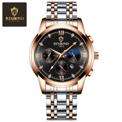 30m Waterproof Luminous Quartz Watch – Genuine Leather