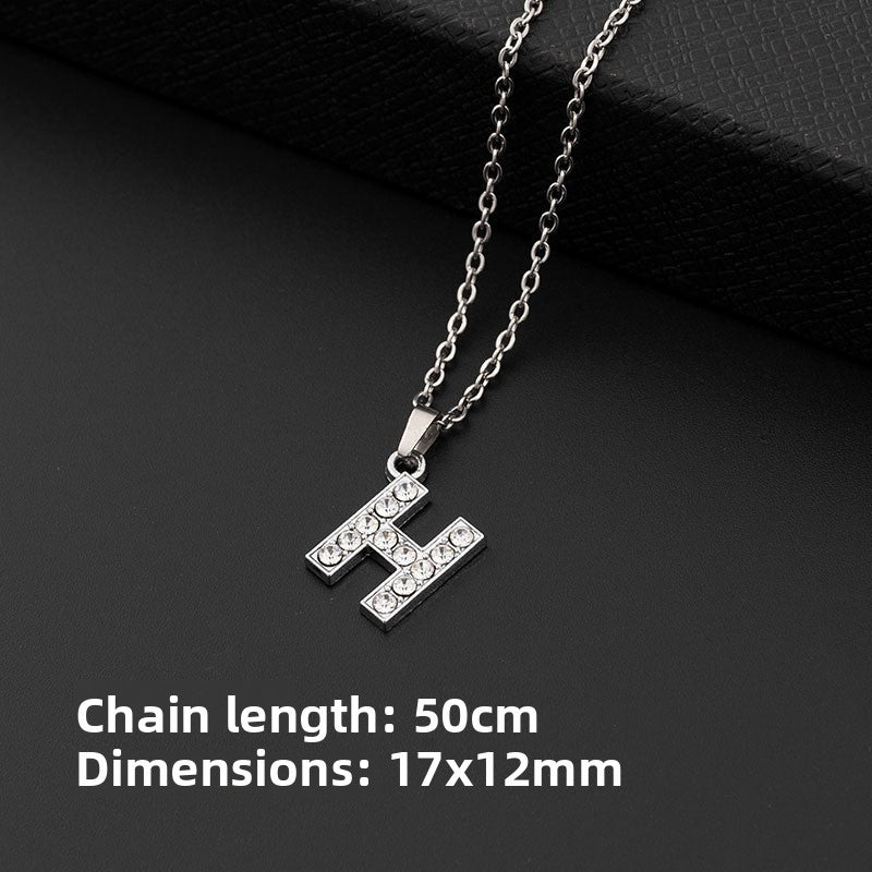 Stainless Steel Letter Necklace with Crystal Pendant – product view 13