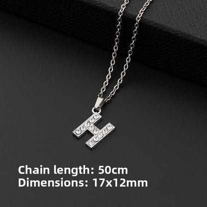 Stainless Steel Letter Necklace with Crystal Pendant – product view 13