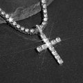 Unisex Rhinestone Cross Pendant Necklace