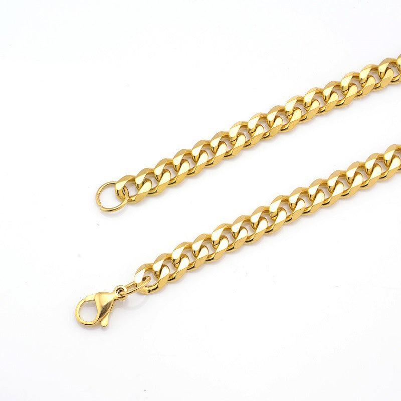 Stainless Steel Cuban Chain Jewelry Set – product view 5