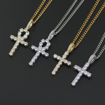 Men's Crystal Cross Pendant Necklace – product view 3