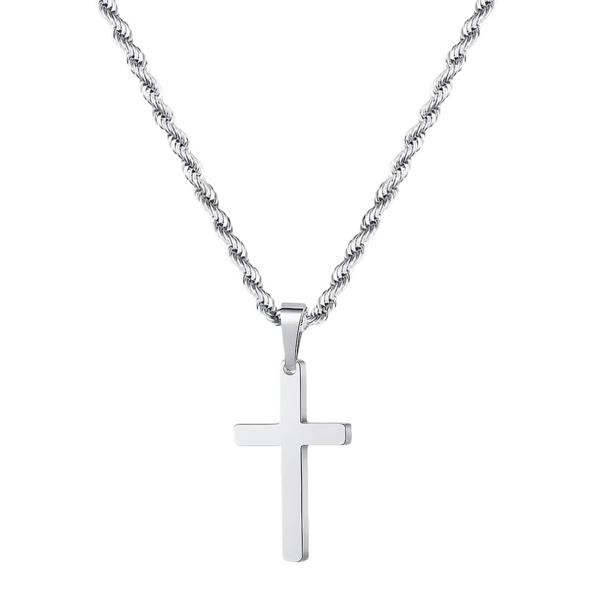 Cross Pendant Twisted Chain Necklace – product view 3