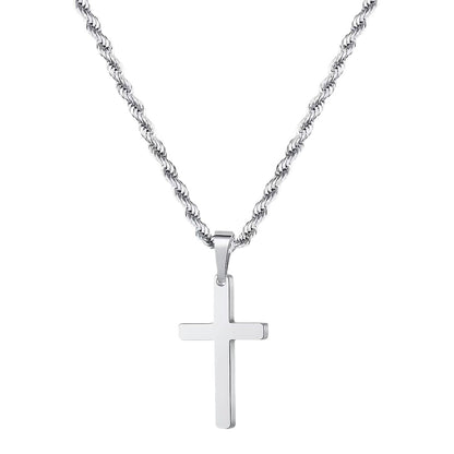Cross Pendant Twisted Chain Necklace – product view 3