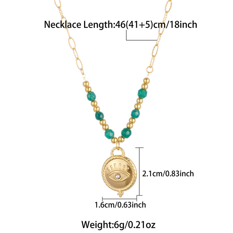 Bohemian Beaded Necklace Stainless Steel Round Colored Crystal – product view 8