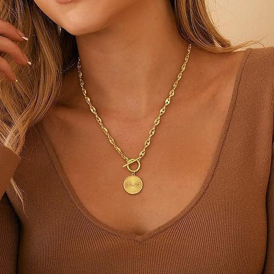 Heart Shape Alloy Necklace Gold-tone – product view 5
